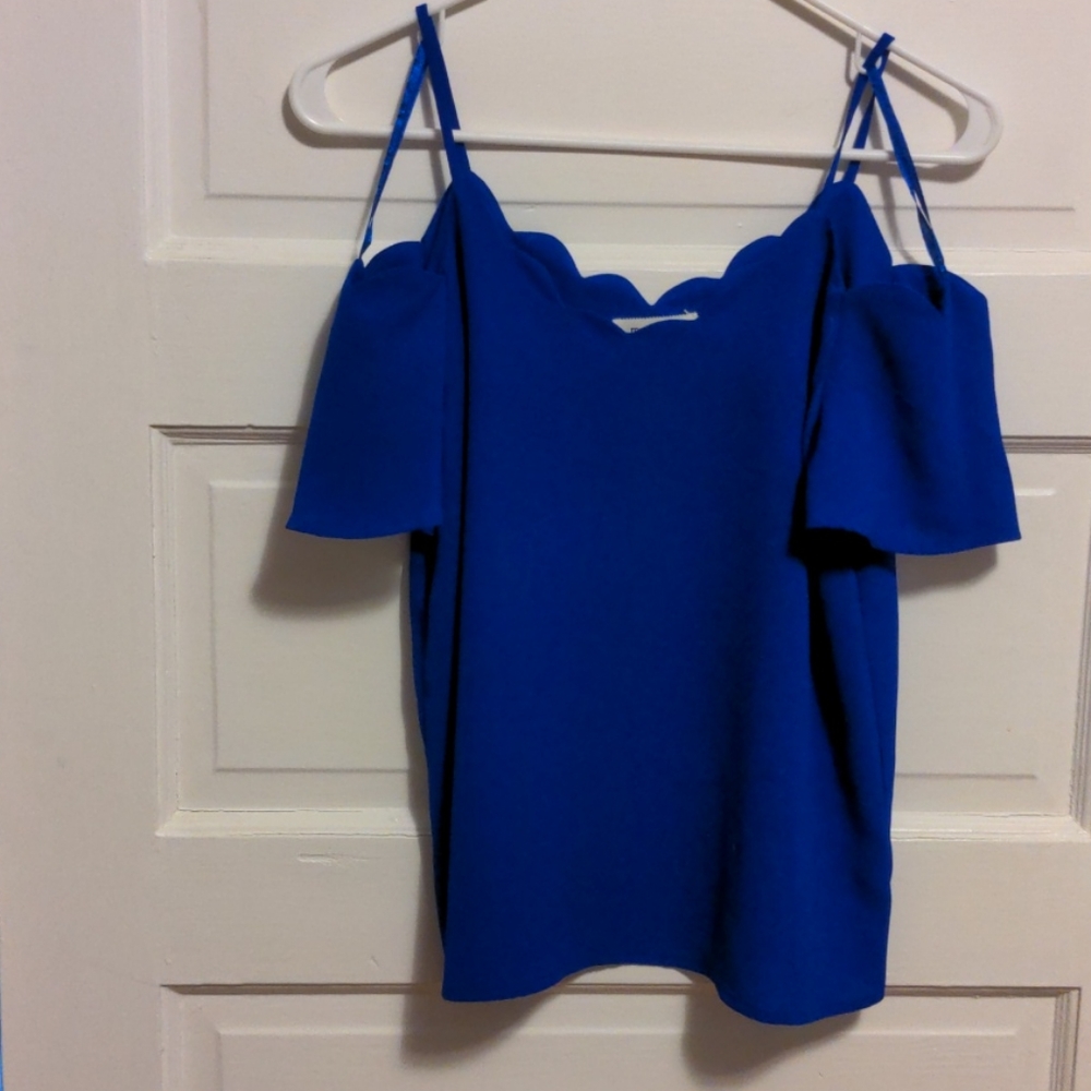 Monteau Blue Cole Shoulder Top